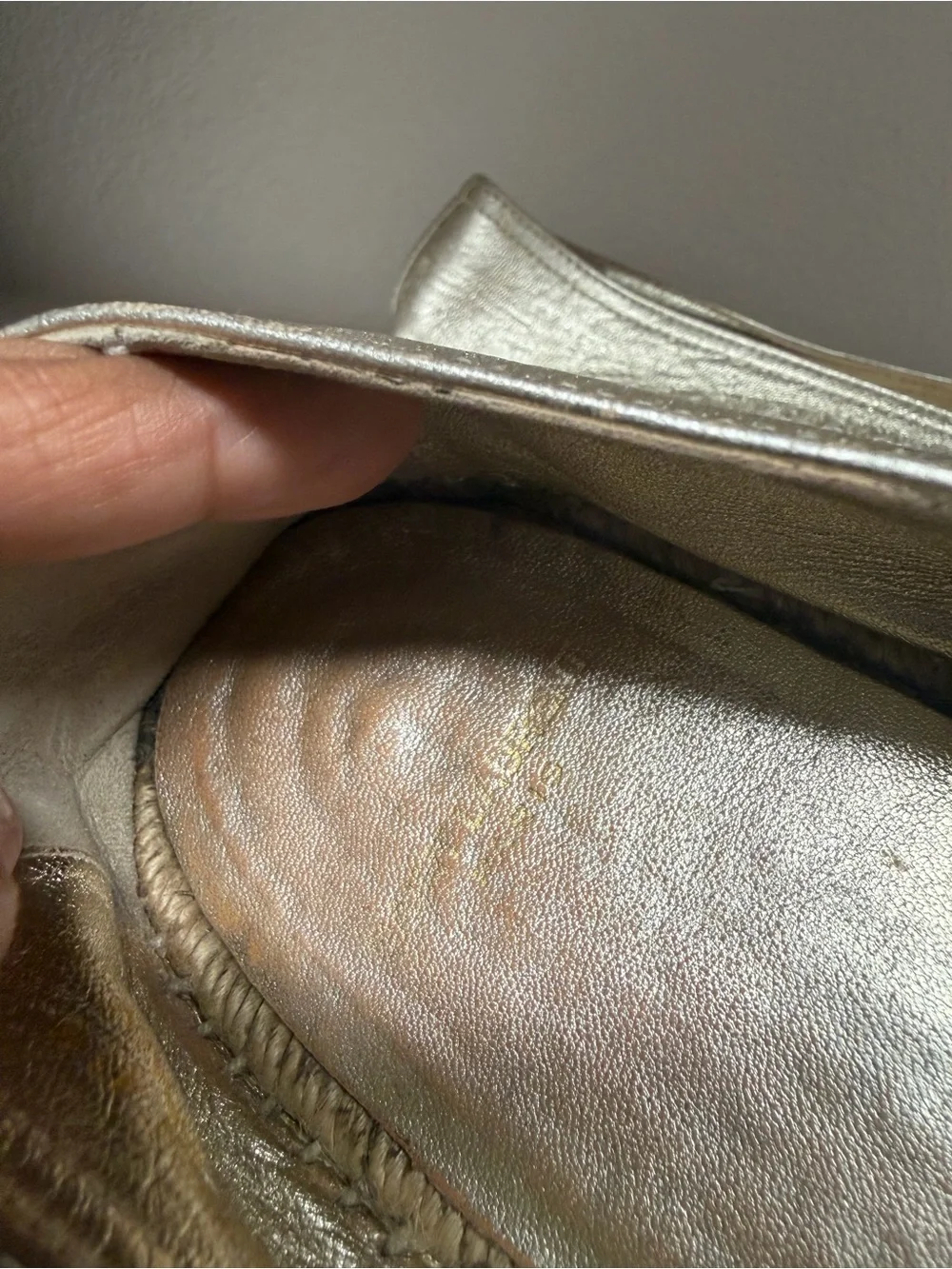 Saint Laurent Metallic Champagne Espadrille Flats